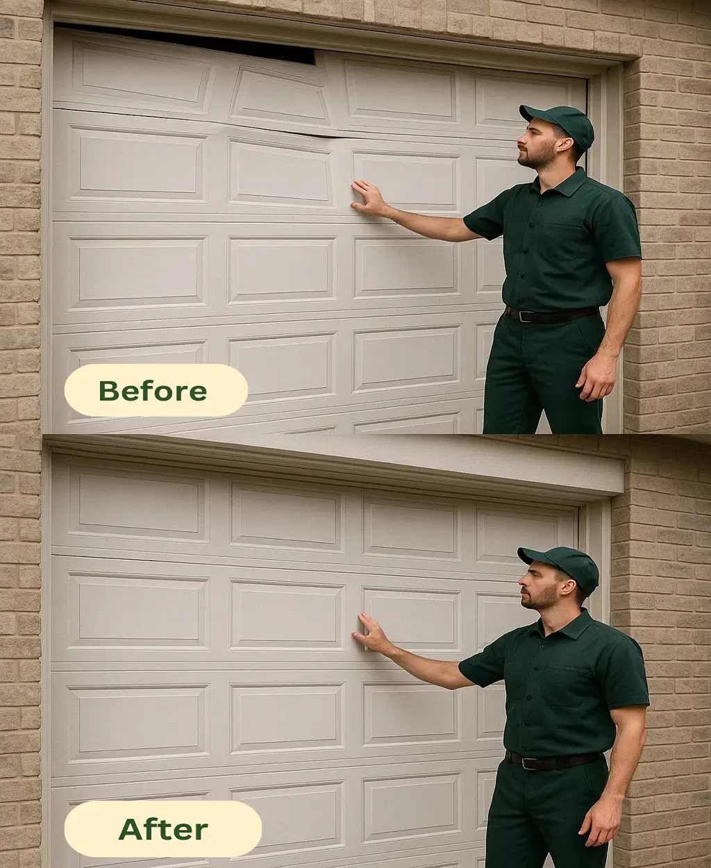 Before and After Garage Door Repair in Cinco Ranch TX