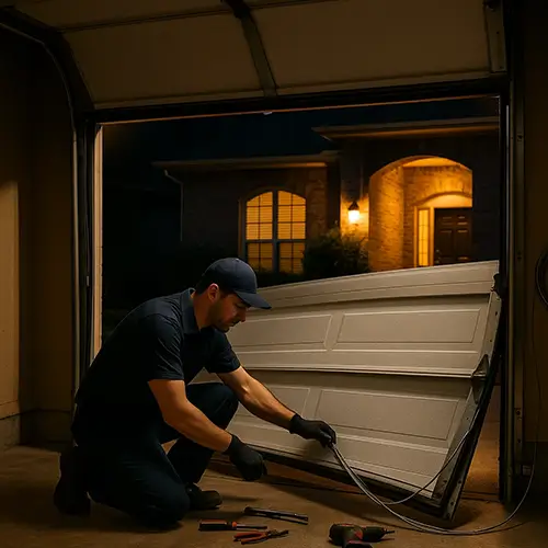 Emergency 24hour garage door repair in Cinco Ranch TX fixing jammed track