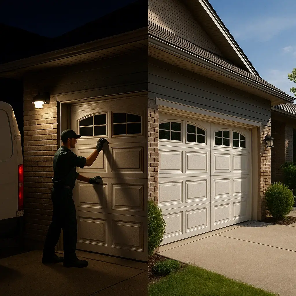 Technician providing 24-hour garage door repair and custom design in Cinco Ranch TX